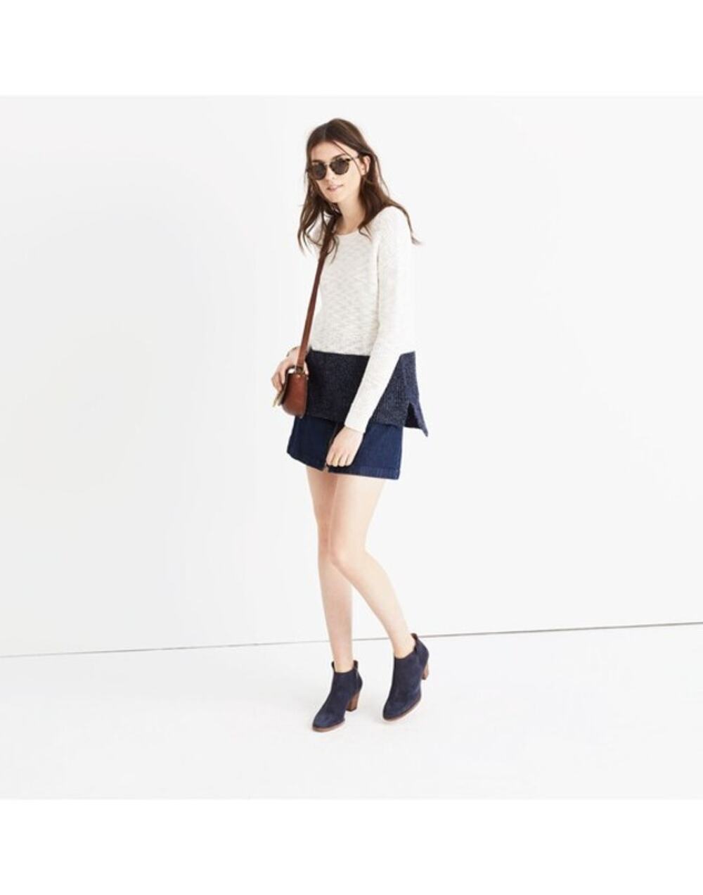 Madewell Eastbank Pullover Sweater in Colorblock - Marled Night